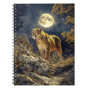 Cougar im Mondlicht Wildlife Art Notizblock
