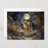 Cougar im Mondlicht Wildlife Art Postkarte (Vorne/Hinten)