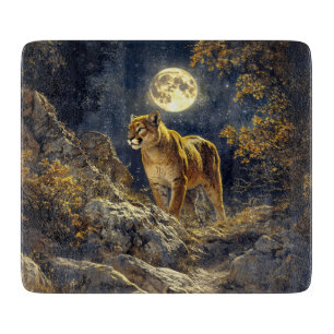 Cougar im Mondlicht Wildlife Art Schneidebrett
