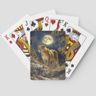 Cougar im Mondlicht Wildlife Art Spielkarten
