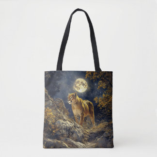 Cougar im Mondlicht Wildlife Art Tasche