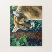 Cougar im Wald, Acrylmalerei Puzzle (Vertikal)