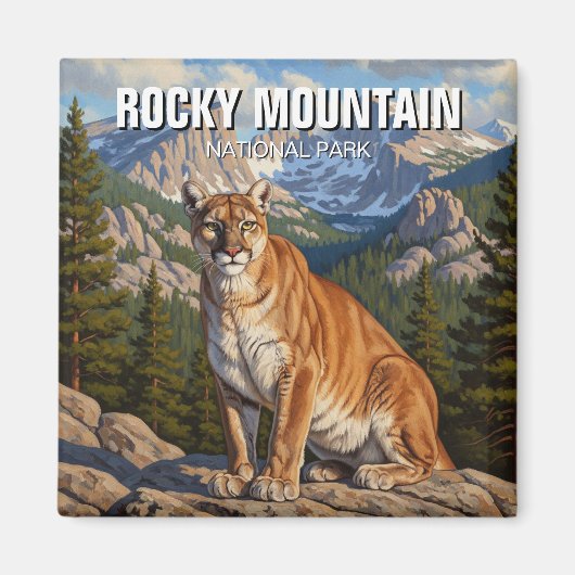 Cougar in Rocky Mountain National Park Travel Magnet (Vorne)