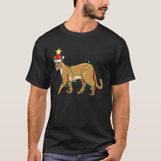 Cougar Lighting Xmas Tree Matching Cougar Christma T-Shirt (Vorderseite)