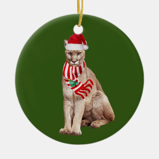 Cougar mit Hat Scaft Weihnachten Keramik Ornament (Vorne)