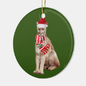 Cougar mit Hat Scaft Weihnachten Keramik Ornament (Links)