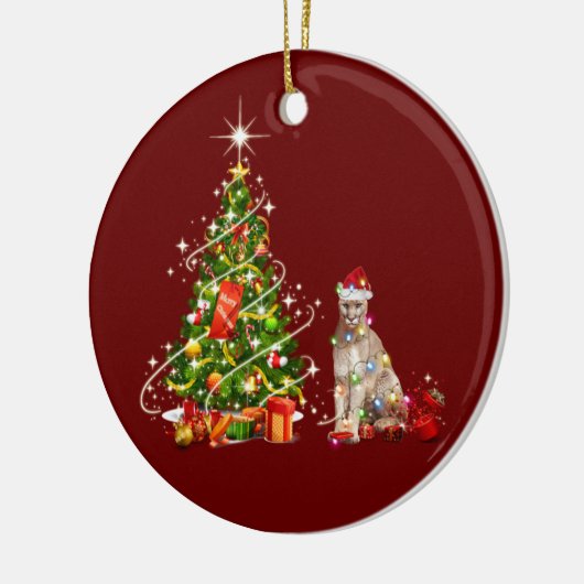 Cougar mit Hat Scaft Weihnachten Keramik Ornament (Links)