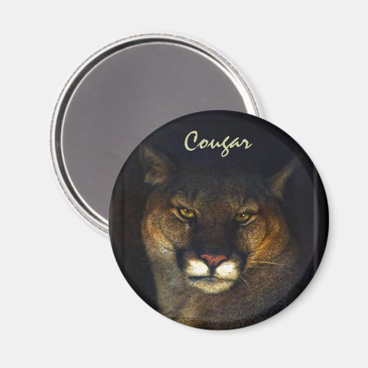 Cougar Mountain Lion Big Cat Art Design Magnet (Vorderseite/Rückseite)