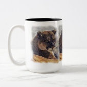 Cougar Mountain Lion Big Cat Art Design Zweifarbige Tasse (Links)