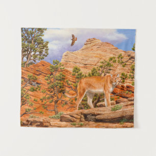 Cougar Mountain Lion im Zion Nationalpark Wandteppich