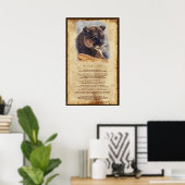 Cougar Mountain Lion Native American Wisdom Poster (Heimbüro)