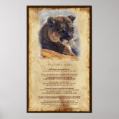 Cougar Mountain Lion Native American Wisdom Poster (Vorne)