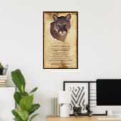 Cougar Mountain Lion Native American Wisdom Poster (Heimbüro)