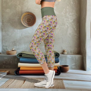 Cougar Mountain Lion Puma Blume Capri Leggings