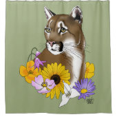 Cougar Mountain Lion Puma Blume Duschvorhang (Vorderseite)