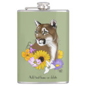 Cougar Mountain Lion Puma Blume Flachmann (Vorderseite)