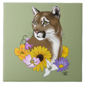 Cougar Mountain Lion Puma Blume Fliese (Vorderseite)