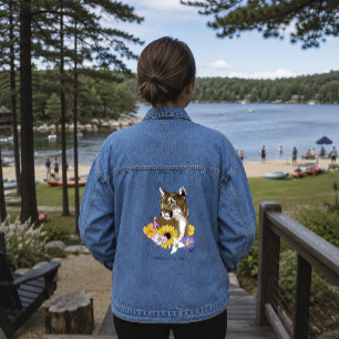 Cougar Mountain Lion Puma Blume Jeansjacke