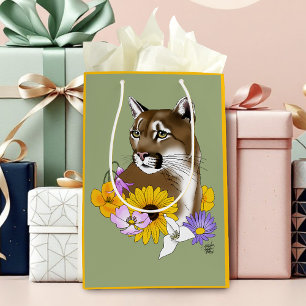 Cougar Mountain Lion Puma Blume Mittlere Geschenktüte