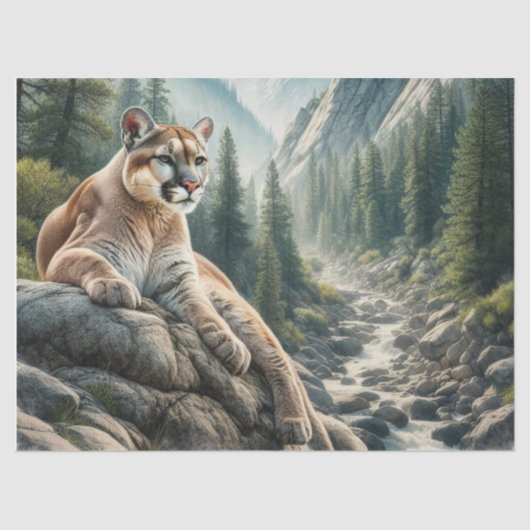 Cougar Mountain Lion Wildlife Tissue Paper Seidenpapier (Vorderseite)
