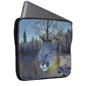 Cougar Mountain Lion & Winter Tree Laptopschutzhülle (Vorne Rechts)