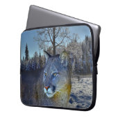 Cougar Mountain Lion & Winter Tree Laptopschutzhülle (Vorderseite Links)