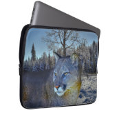 Cougar Mountain Lion & Winter Tree Laptopschutzhülle (Vorne Rechts)