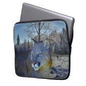 Cougar Mountain Lion & Winter Tree Laptopschutzhülle (Vorderseite Links)