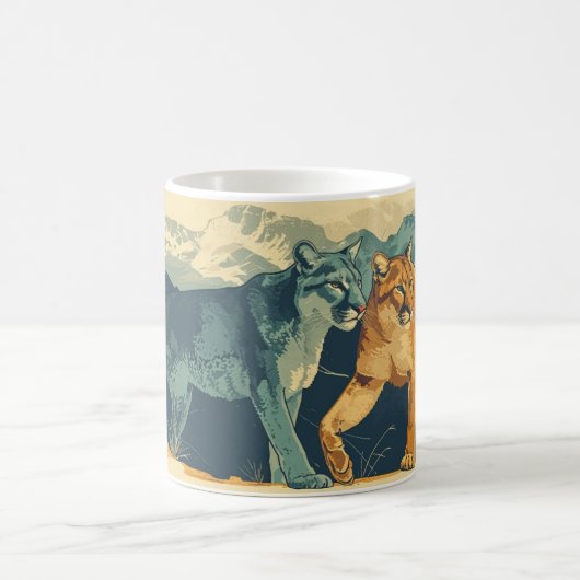 Cougar Mountain Löwe Vintag Kaffeetasse (Mittel)