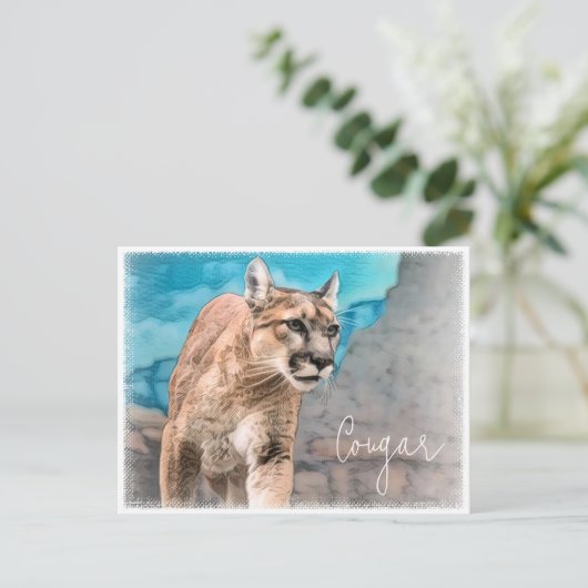 Cougar Postkarte (Stehend Vorderseite)