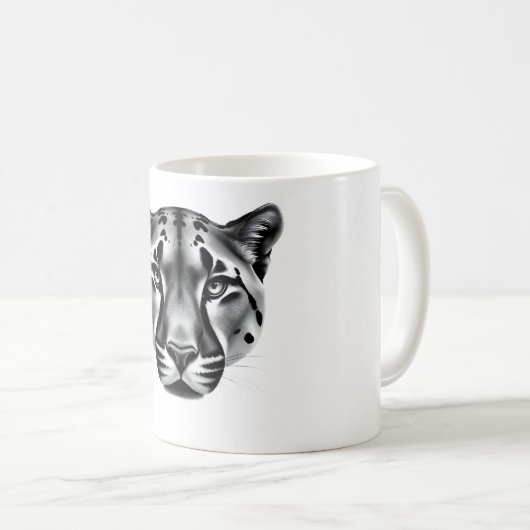 Cougar Power Black & White T - Shirt Kaffeetasse (VorderseiteRechts)