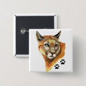 Cougar, Puma, Mountain Lion Animal Tracks Button (Vorne & Hinten)