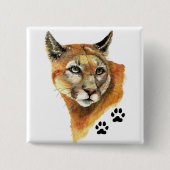 Cougar, Puma, Mountain Lion Animal Tracks Button (Vorderseite)