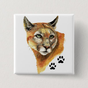 Cougar, Puma, Mountain Lion Animal Tracks Button