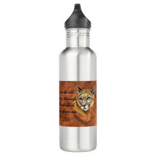 Cougar Puma Mountain Lion Joshua 1:9 Edelstahlflasche