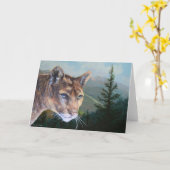Cougar View Wildlife Fine Art Jeder Anlass Karte (Gelbe Blume)