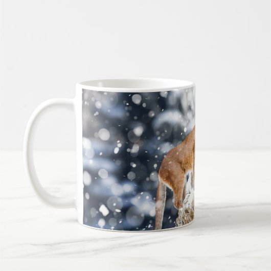 Cougar Winter Mountains Wildlife Portrait Kaffeetasse (Links)