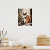 Cougar Woodland Animal Art Print Poster (Küche)