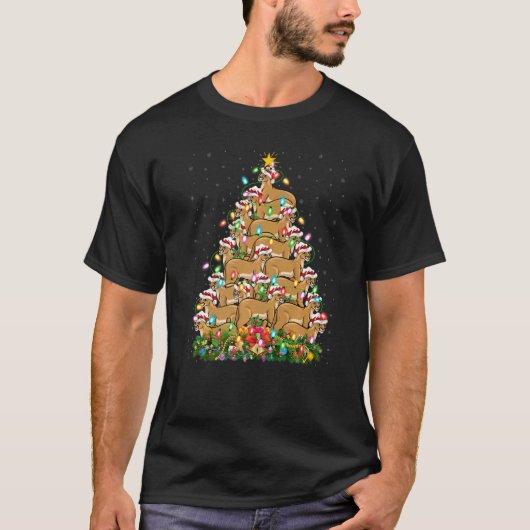 Cougar Xmas Lights Santa Cougar Weihnachtsbaum T-Shirt (Vorderseite)