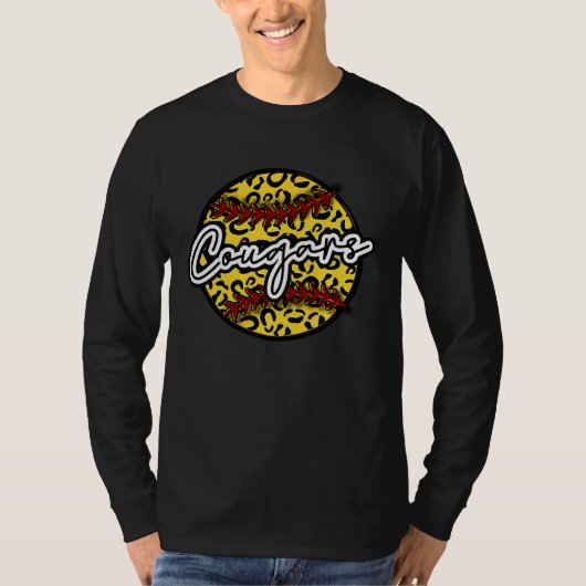 COUGARS Leopard Cheetah Softball Team Trendy Cute T-Shirt (Vorderseite)