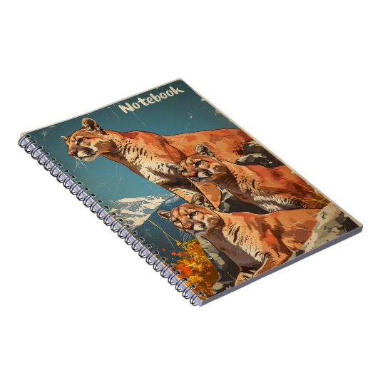 Cougars Mountain Löwe Vintag Notizblock (Rechte Seite)