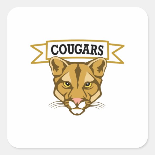 COUGARS QUADRATISCHER AUFKLEBER (Vorderseite)
