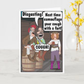 COUGH UND FURZ JOKE KARTE (Gelbe Blume)