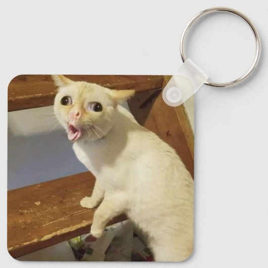Coughing Cat Meme Doppelseitiger Schlüsselanhänger (Rückseite)