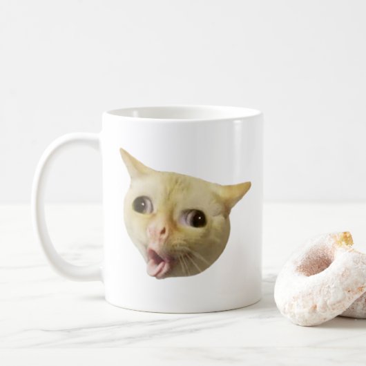 Coughing Cat Meme Tasse Doppelseitig (Mit Donut)