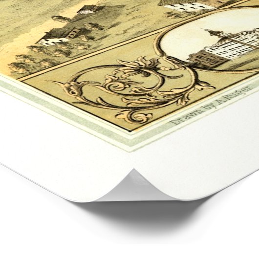 Council Bluffs, IA Panoramic Map - 1868 Poster (Ecke)