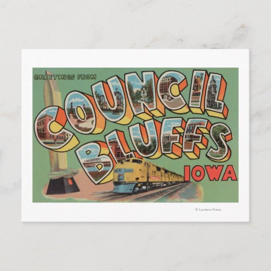 Council Bluffs, Iowa - Große Briefszenen Postkarte (Vorderseite)
