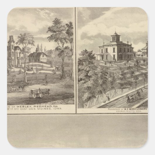 Council Bluffs Quadratischer Aufkleber (Vorderseite)