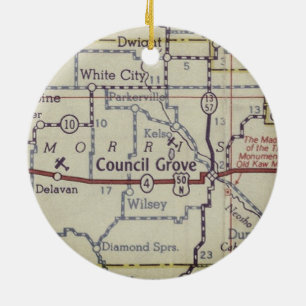 Council Grove Kansas Vintage Karte Keramik Ornament