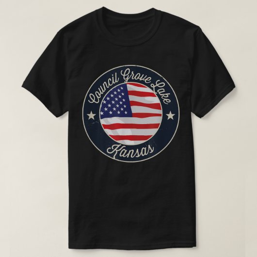 Council Grove Lake - Patriotic Kansas Souvenir T-S T-Shirt (Design vorne)